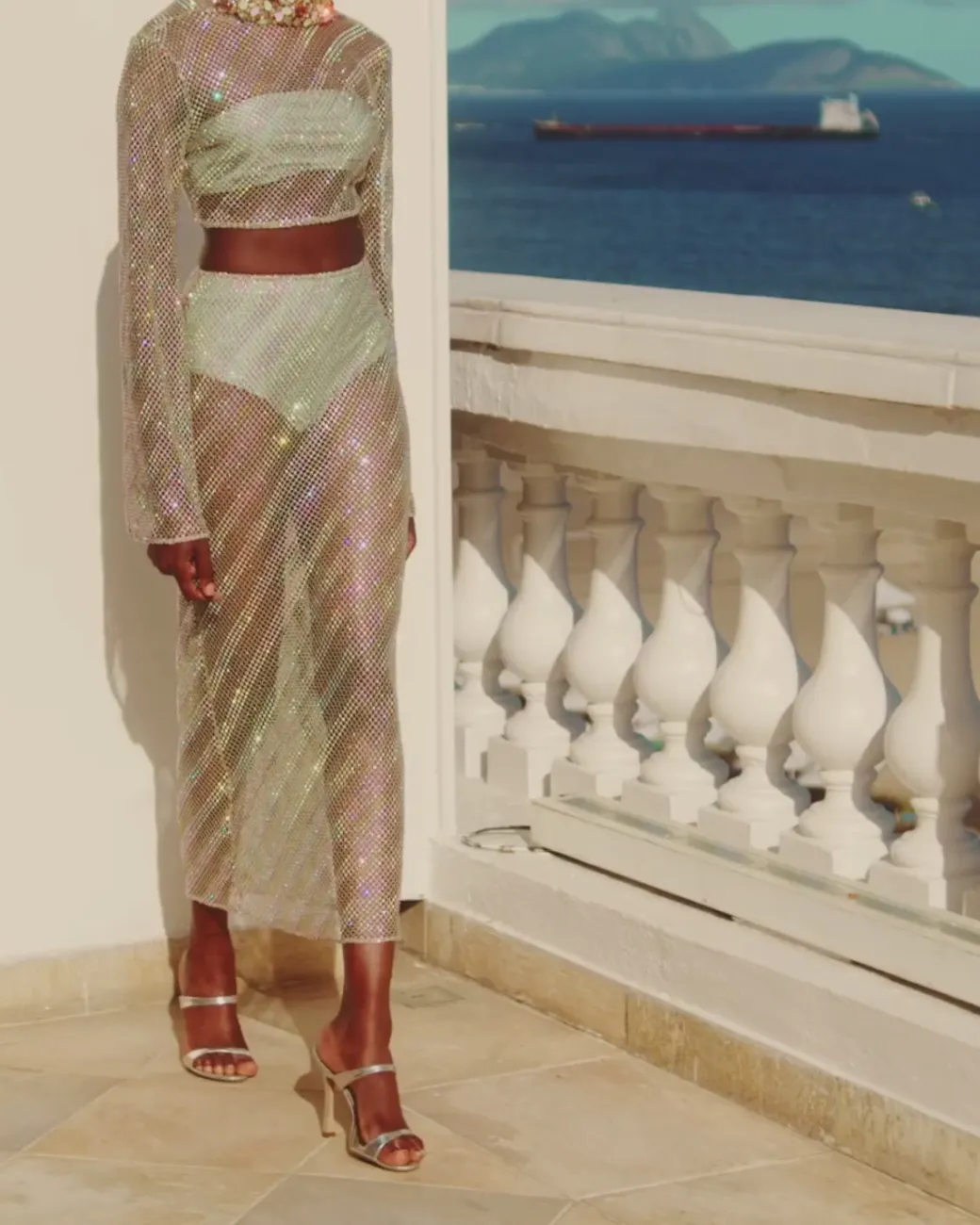 PatBO Rhinestone-Netted Midi Skirt (FINAL SALE)- Bottoms