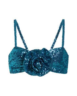 PatBO ROSETTE SEQUIN BRALETTE TOP (FINAL SALE)- Tops & Bodysuits