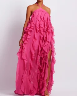 PatBO Ruffle Halterneck Maxi Dress (FINAL SALE)- Dresses & Jumpsuits