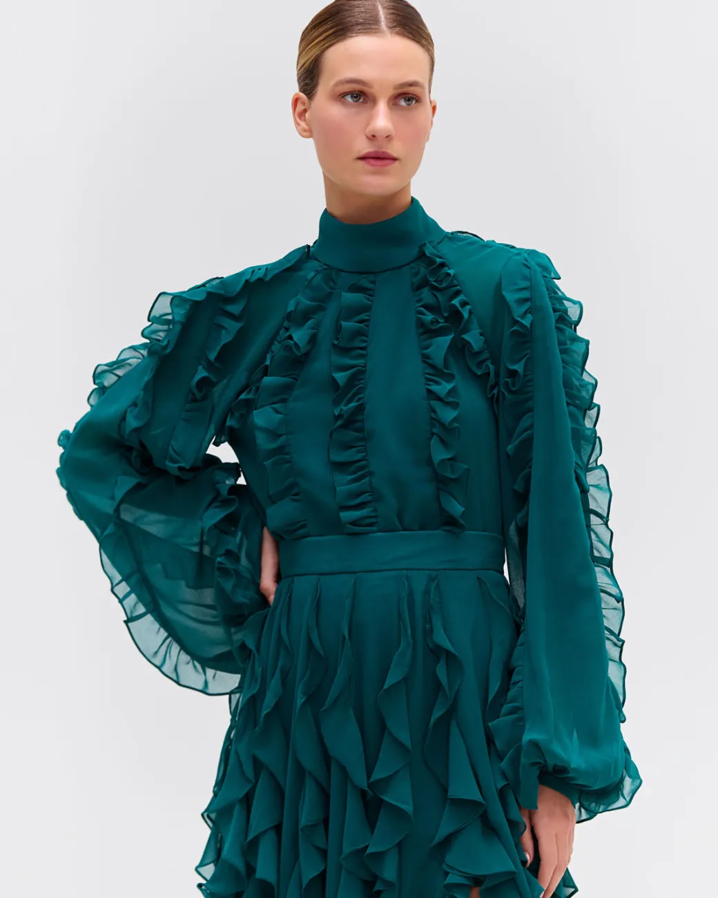 PatBO Ruffle High Neck Blouse (FINAL SALE)- Matching Sets|Tops & Bodysuits