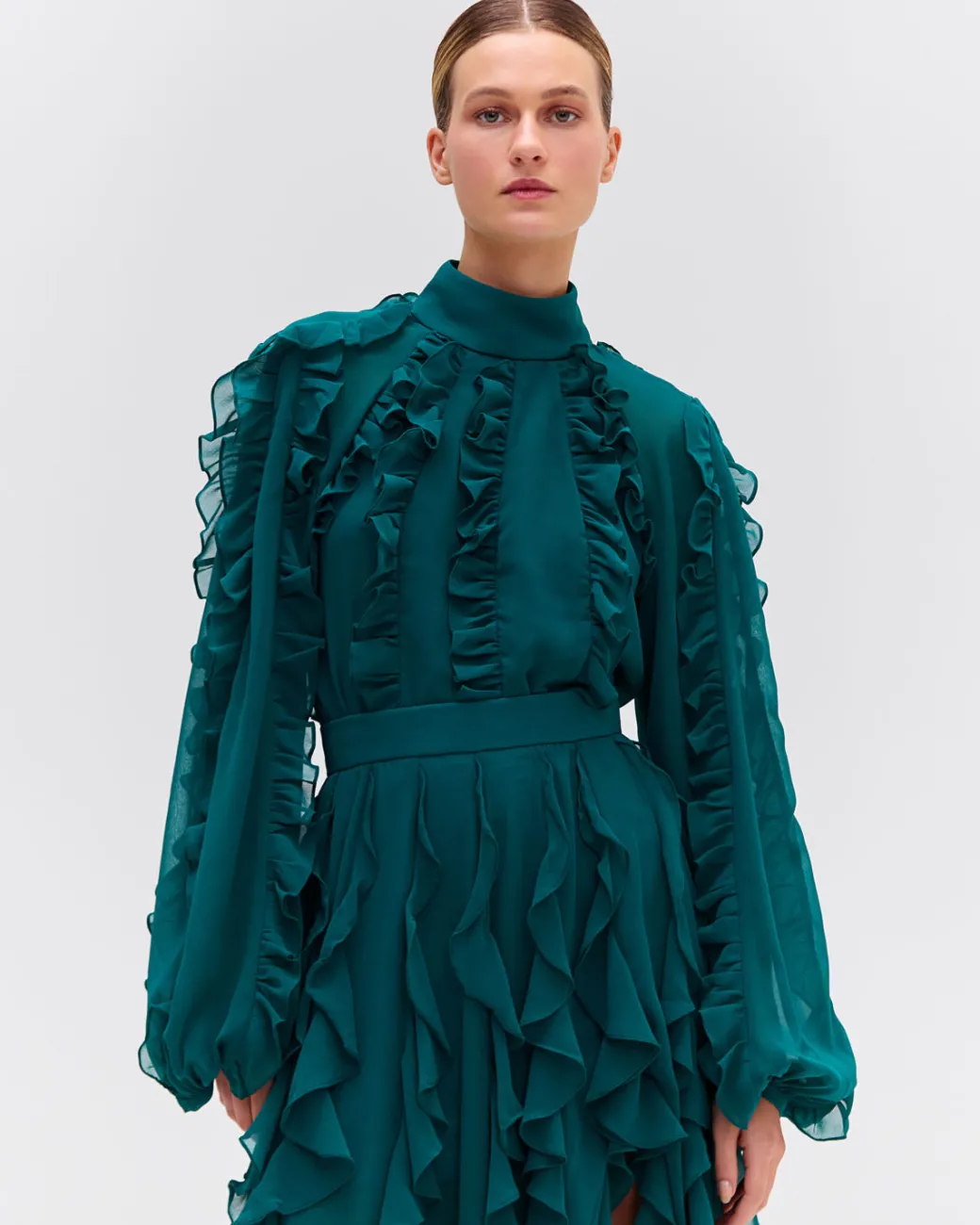 PatBO Ruffle High Neck Blouse (FINAL SALE)- Matching Sets|Tops & Bodysuits