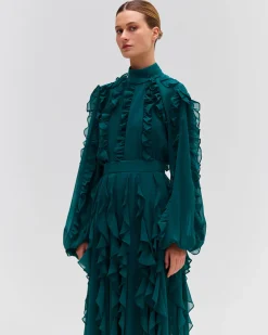 PatBO Ruffle High Neck Blouse (FINAL SALE)- Matching Sets|Tops & Bodysuits