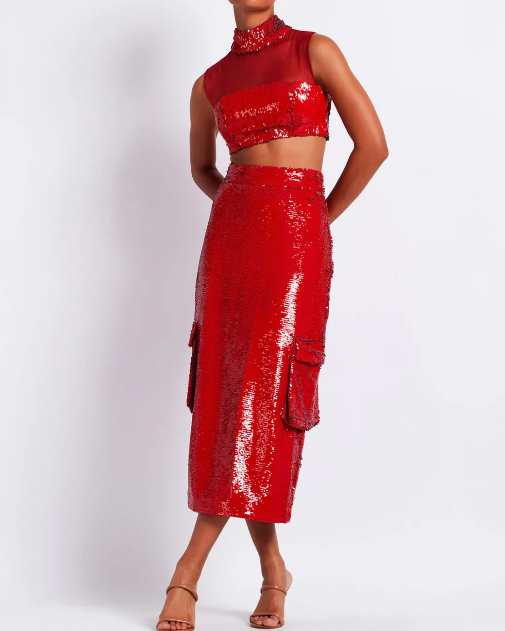 PatBO Sequin Cargo Midi Skirt (FINAL SALE)- Bottoms