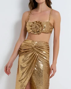 PatBO Sequin Draped Midi Skirt (FINAL SALE)- Bottoms