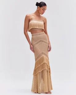 PatBO SLEEVELESS FRINGE CROPPED TOP- Matching Sets|Tops & Bodysuits
