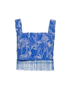 PatBO Stretch Jacquard Beaded Top- Tops & Bodysuits