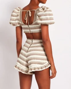 PatBO Striped Crochet Short (FINAL SALE)- Bottoms