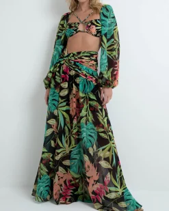 PatBO TROPICALIA STRETCH CROPPED TOP (FINAL SALE)- Tops & Bodysuits