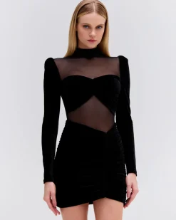 PatBO VELVET AND STRETCH TULLE MINI DRESS- Dresses & Jumpsuits