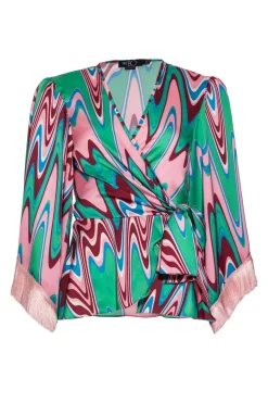 PatBO Wave Fringe Trim Wrap Top (EXCLUSIVE/FINAL SALE)- Tops & Bodysuits