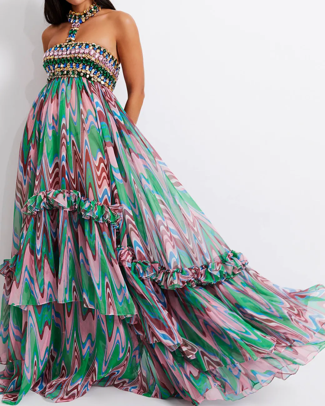 PatBO Wave Hand-Beaded Gown (EXCLUSIVE) (FINAL SALE)- Dresses & Jumpsuits