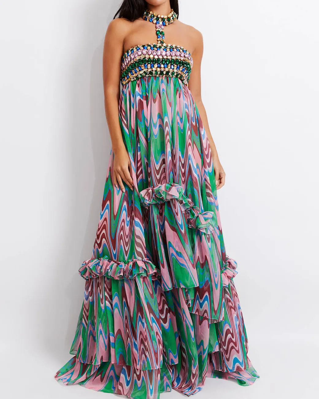 PatBO Wave Hand-Beaded Gown (EXCLUSIVE) (FINAL SALE)- Dresses & Jumpsuits