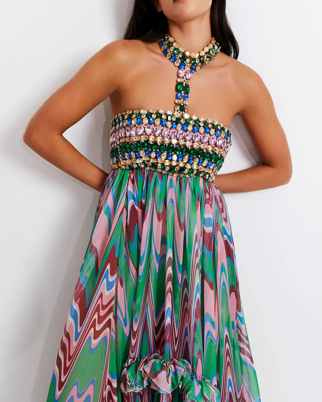 PatBO Wave Hand-Beaded Gown (EXCLUSIVE) (FINAL SALE)- Dresses & Jumpsuits