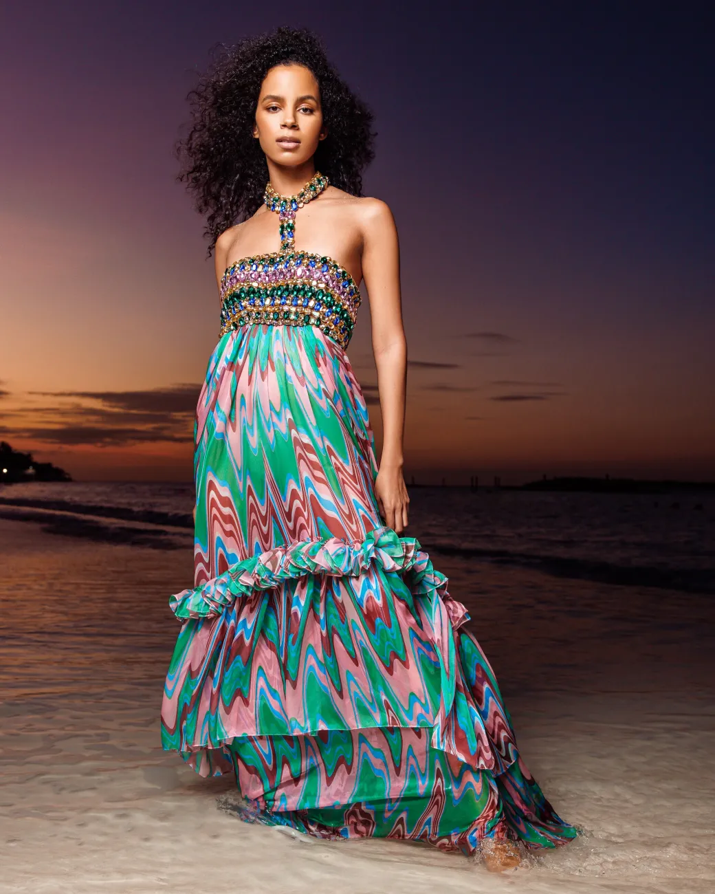 PatBO Wave Hand-Beaded Gown (EXCLUSIVE) (FINAL SALE)- Dresses & Jumpsuits