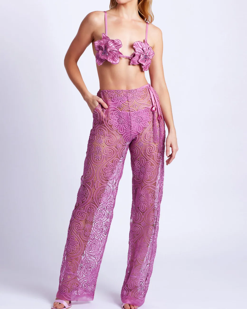PatBO Wide Leg Lace Pants- Matching Sets