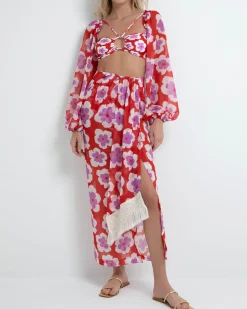PatBO WINDFLOWER LONG SLEEVE CROPPED TOP (FINAL SALE)- Tops & Bodysuits