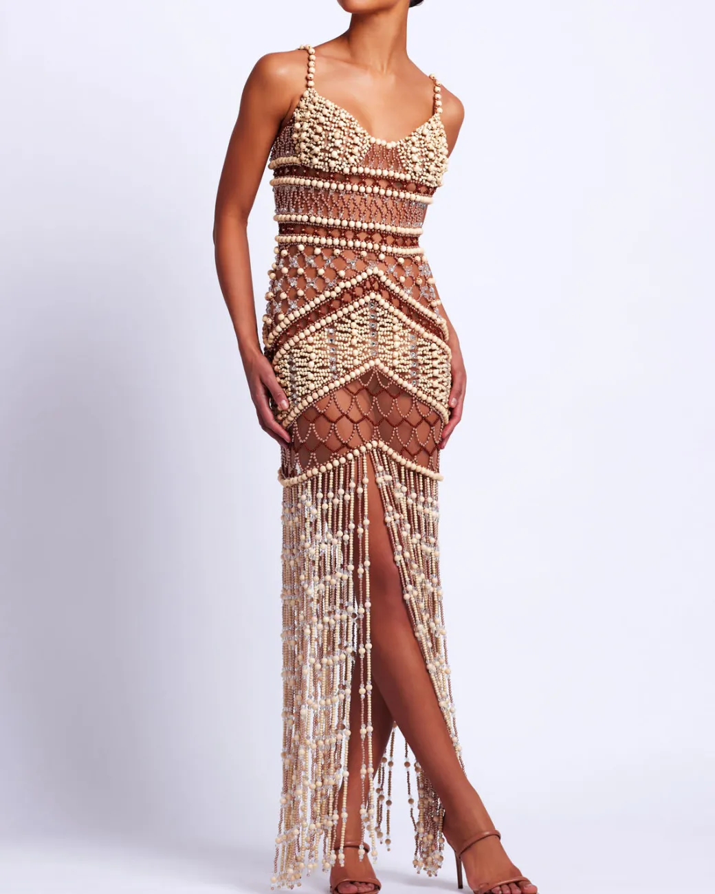 PatBO Wood and Crystal Beaded Gown (RUNWAY)- Dresses & Jumpsuits