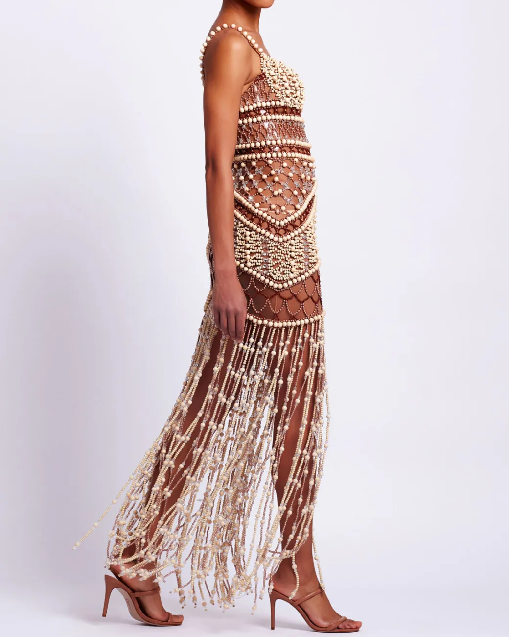 PatBO Wood and Crystal Beaded Gown (RUNWAY)- Dresses & Jumpsuits