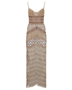 PatBO Wood and Crystal Beaded Gown (RUNWAY)- Dresses & Jumpsuits