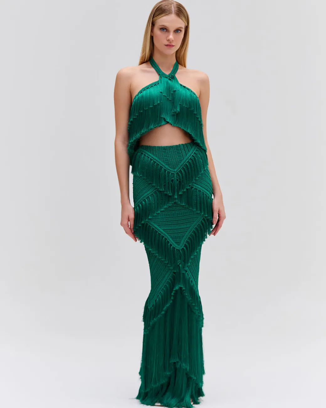 PatBO Woven Fringe Trim Maxi Skirt (FINAL SALE)- Matching Sets|Bottoms