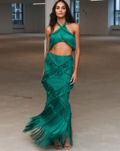 PatBO Woven Fringe Trim Maxi Skirt (FINAL SALE)- Matching Sets|Bottoms