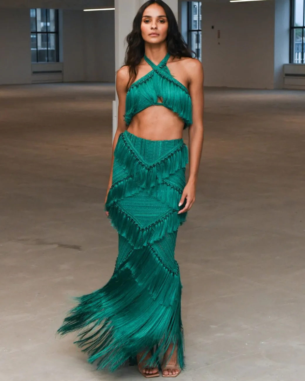 PatBO Woven Fringe Trim Maxi Skirt (FINAL SALE)- Matching Sets|Bottoms