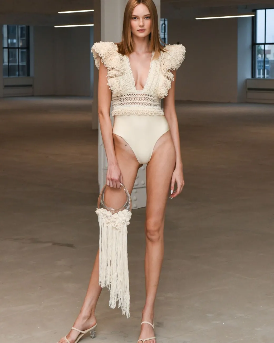 PatBO WOVEN TRIM BODYSUIT (RUNWAY)- Tops & Bodysuits